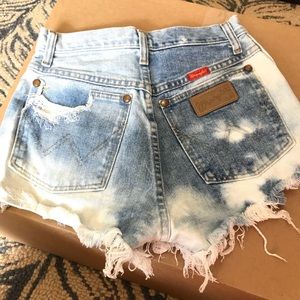 Distressed high waisted denim shorts